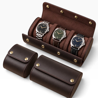 Lot de 3 Étuis à Montre en Cuir Marron Café PU – 1, 2 et 3 Montres