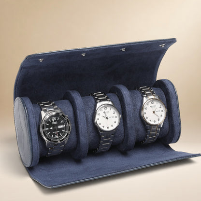 Lot de 3 étuis à montre en cuir PU bleu effet crocodile pour 1, 2 et 3 montres