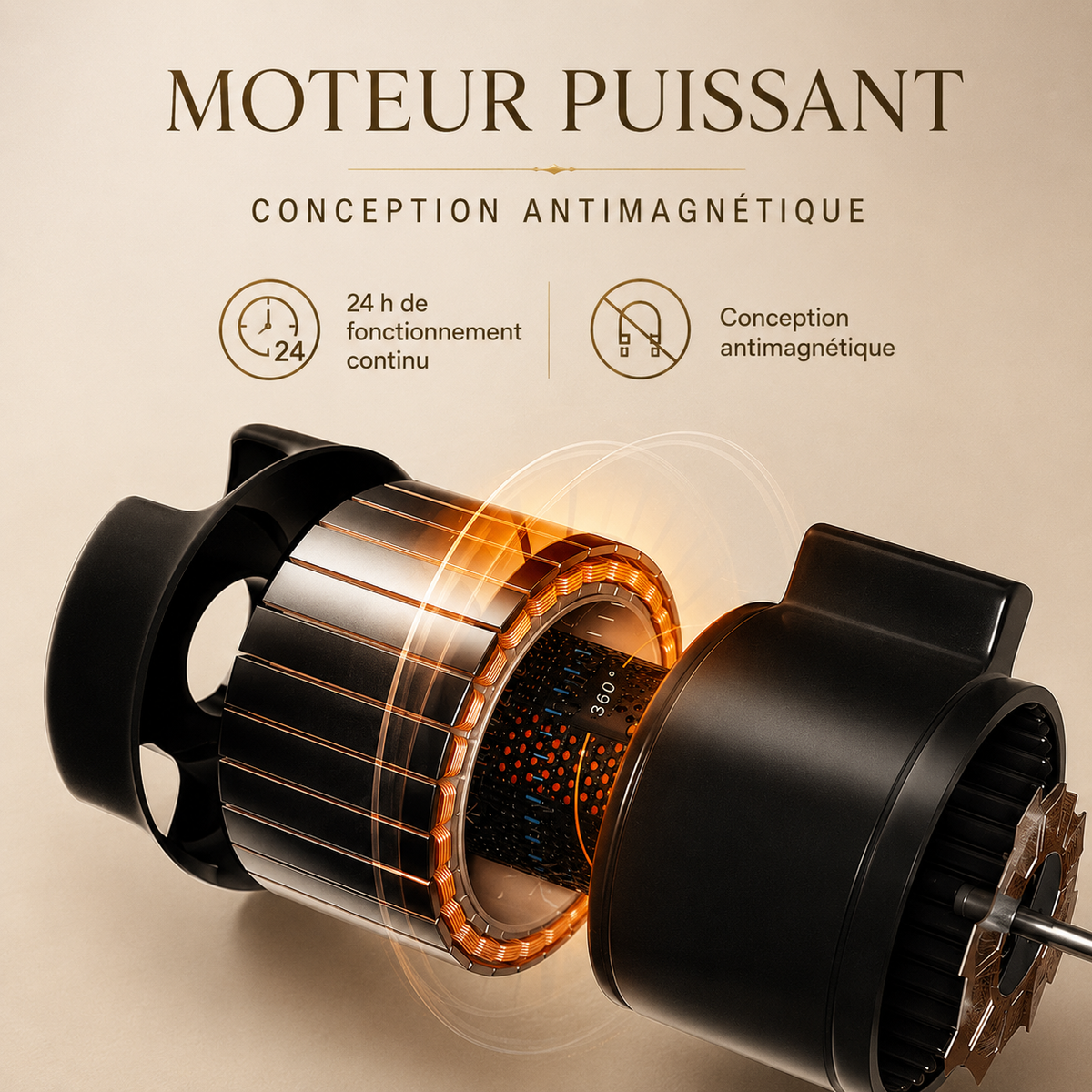 Schéma du moteur du remontoir à montre automatique, conception antimagnétique