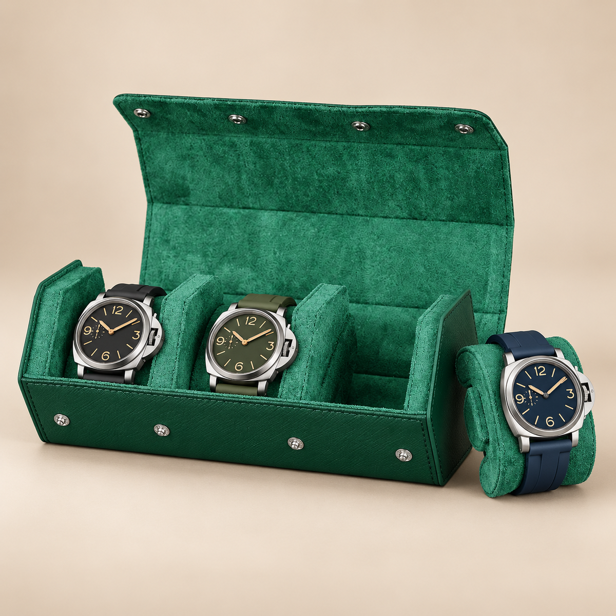 Étui à Montres en Cuir Saffiano - 3 Montres