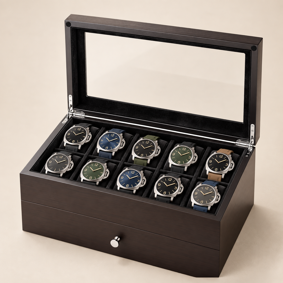 Boîte à Montre en Bois - 10 Montres  Double Niveau