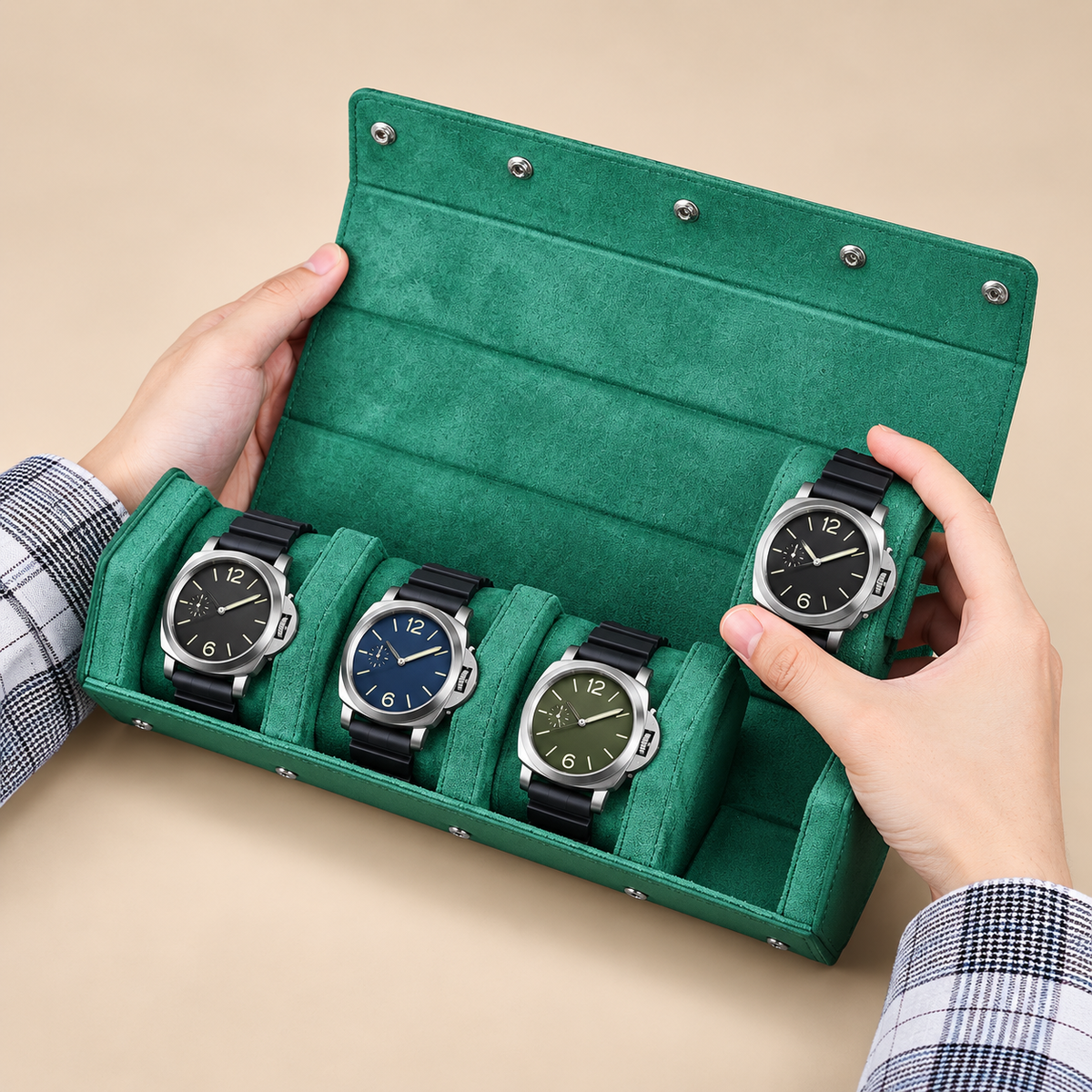 Étui à Montres en Cuir Saffiano – 4 Montres