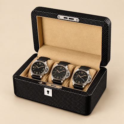 Boîte à Montres Effet Fibre de Carbone – 3 Montres