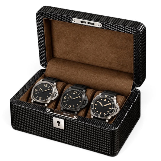 Boîte à Montres Effet Fibre de Carbone – 3 Montres