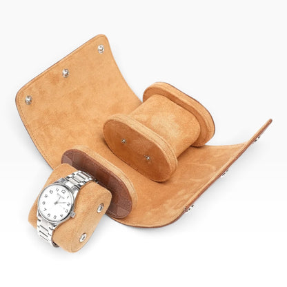 Lot de 3 Étuis à Montre en Cuir PU Matelassé Caramel – 1, 2 et 3 Montres