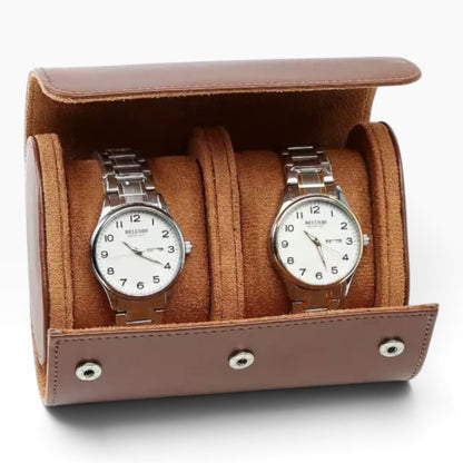 Lot de 3 Étuis à Montre en Cuir Marron PU – 1, 2 et 3 Montres