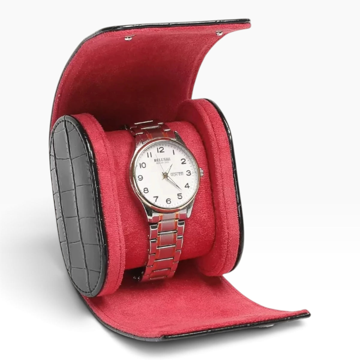 Lot de 3 Étuis à Montre en Cuir PU Noir effet crocodile – 1, 2 et 3 Montres