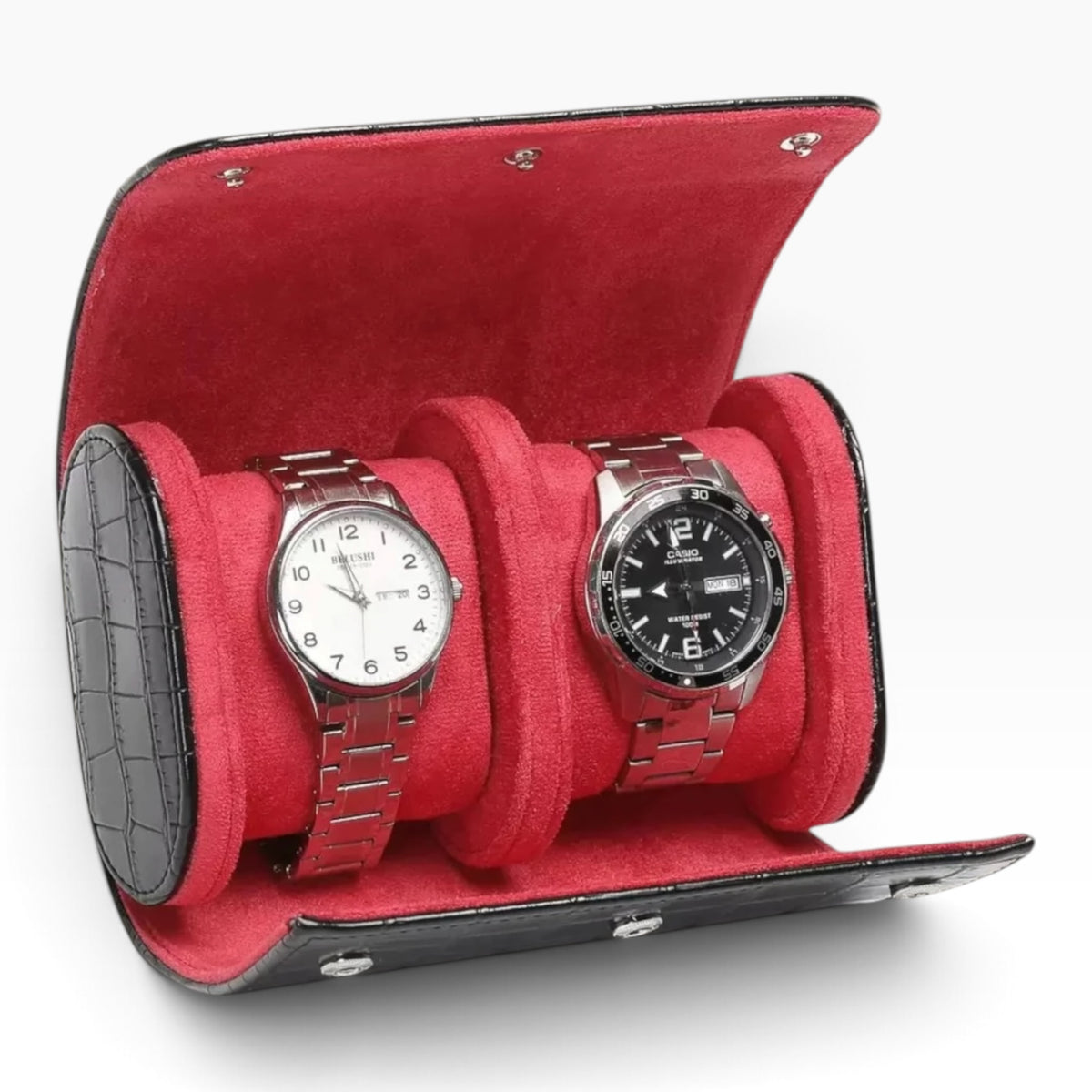 Lot de 3 Étuis à Montre en Cuir PU Noir effet crocodile – 1, 2 et 3 Montres
