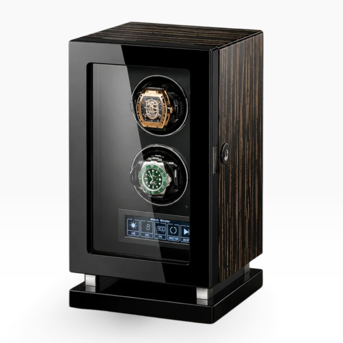 Remontoir automatique en bois avec 2 montres