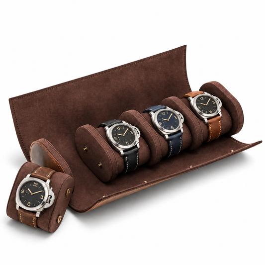 Étui à montre de voyage en cuir Crazy Horse marron 4 montres – BEN & CO