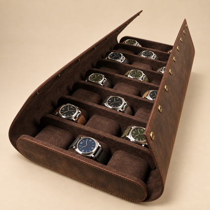 Étui à montre en cuir Crazy Horse marron 24 montres – vue 5