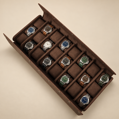 Étui à montre en cuir Crazy Horse marron 24 montres – vue 4