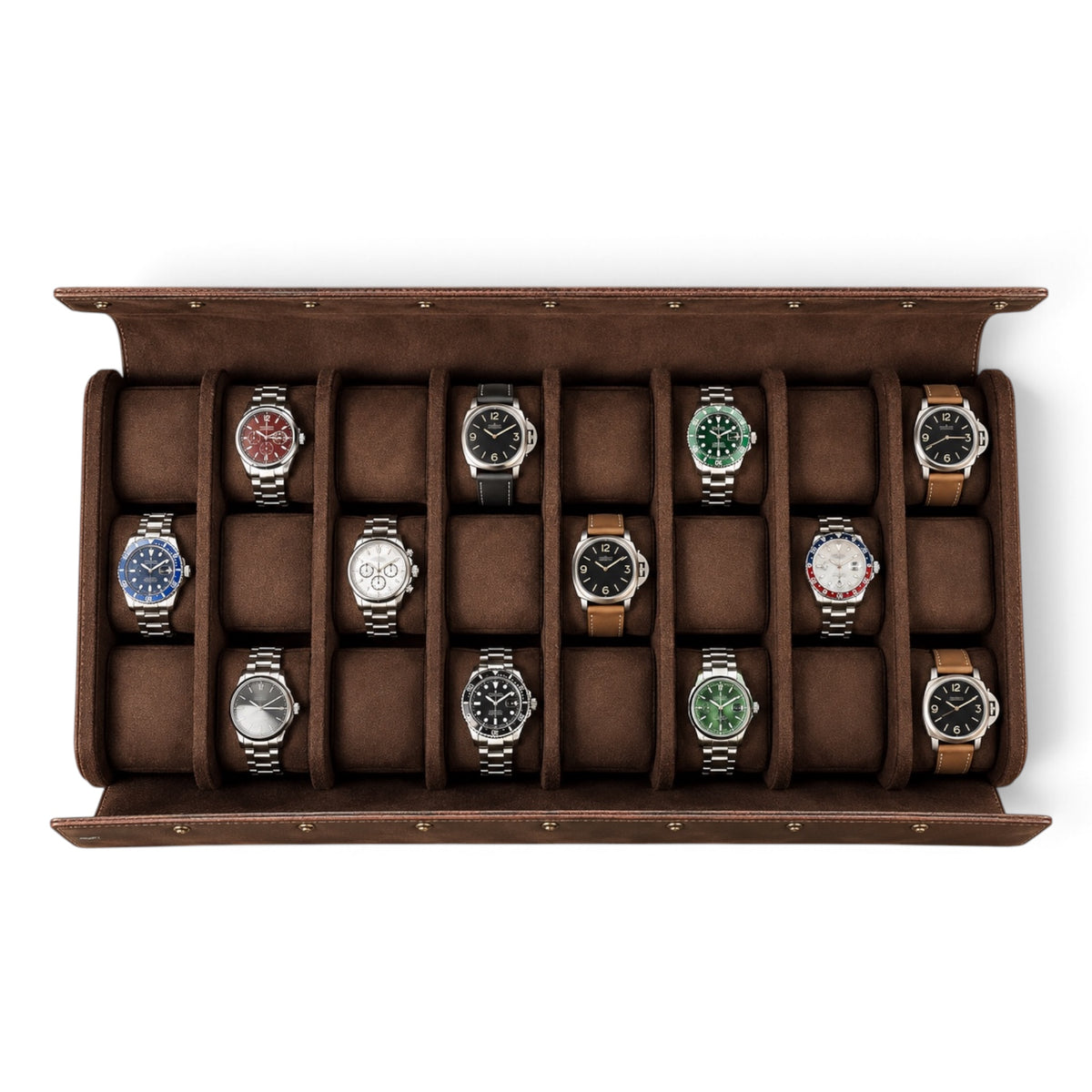 Étui à montre en cuir Crazy Horse marron 24 montres – BEN & CO