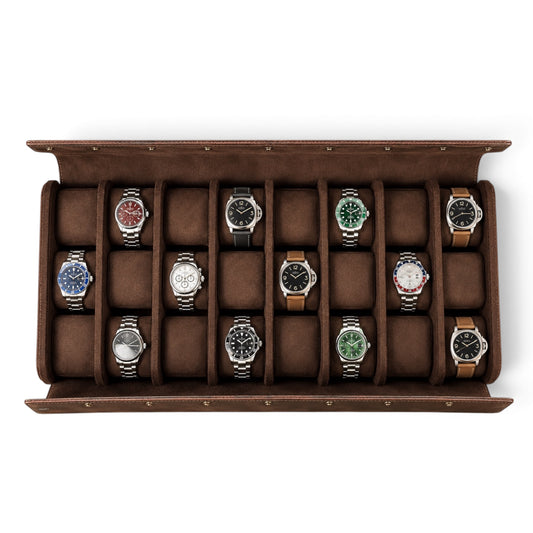 Étui à montre en cuir Crazy Horse marron 24 montres – BEN & CO