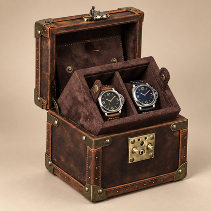 Boîte à montre en cuir Crazy Horse marron 2 montres – vue 3