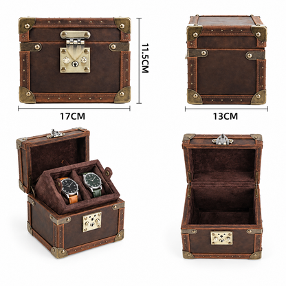 Boîte à montre en cuir Crazy Horse marron 2 montres – vue 7