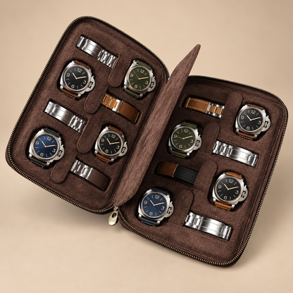 Étui à montre en cuir véritable marron 8 montres – vue 2