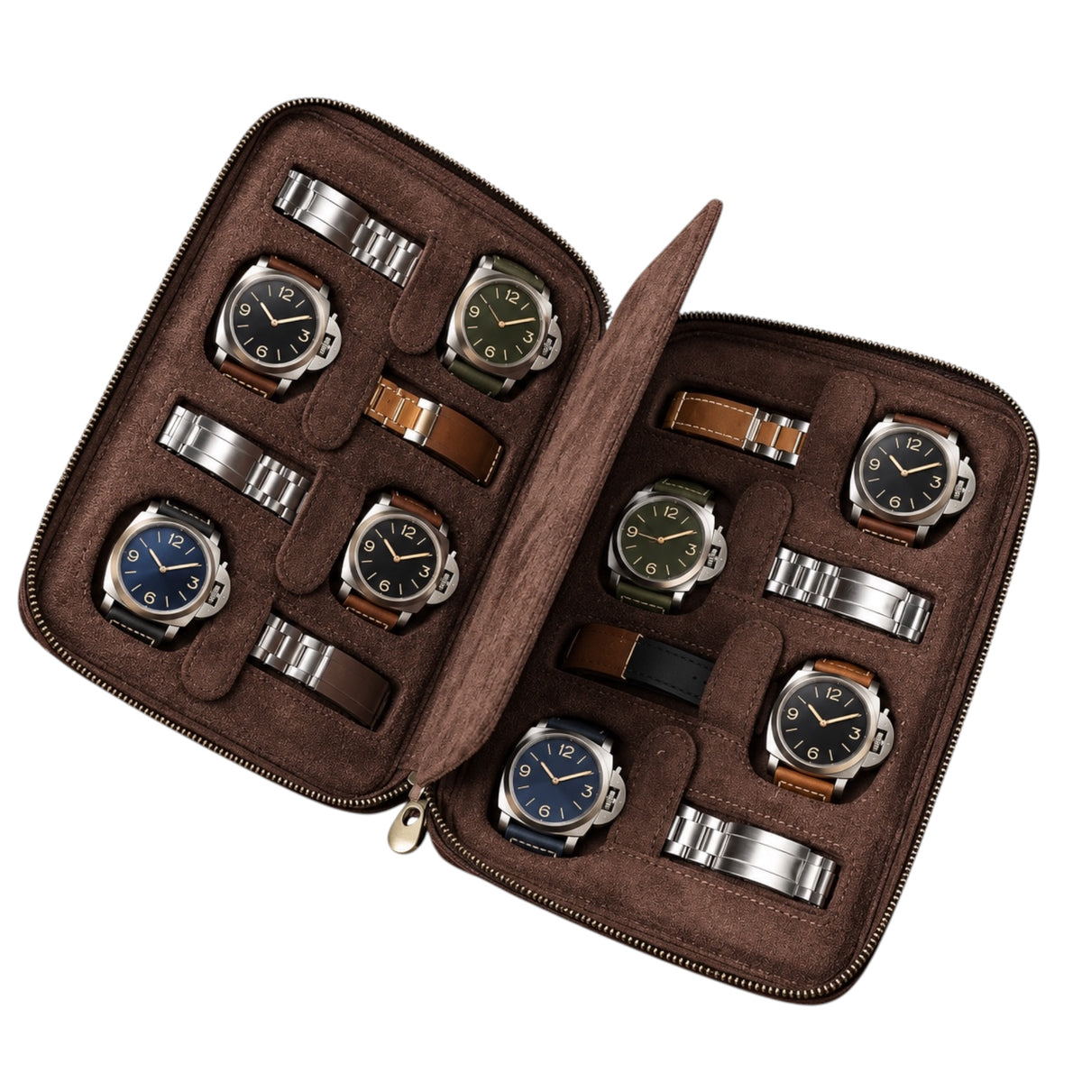 Étui à montre en cuir véritable marron 8 montres – BEN & CO