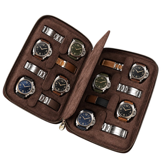 Étui à montre en cuir véritable marron 8 montres – BEN & CO