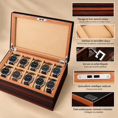 Boîte à montre en bois de ronce 10 montres – vue 8