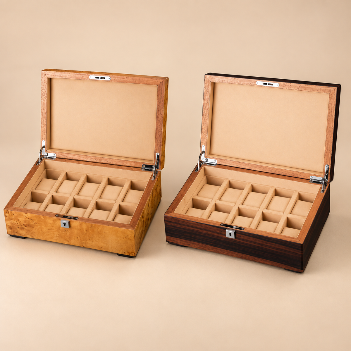 Boîte à montre en bois de ronce 10 montres – vue 9