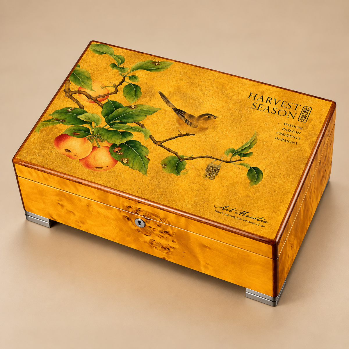 Boîte à montre en bois doré 12 montres finition laque piano – vue 4