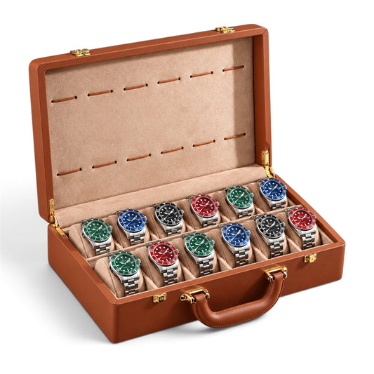 Boîte à Montre en cuir Pu - 12 Montres