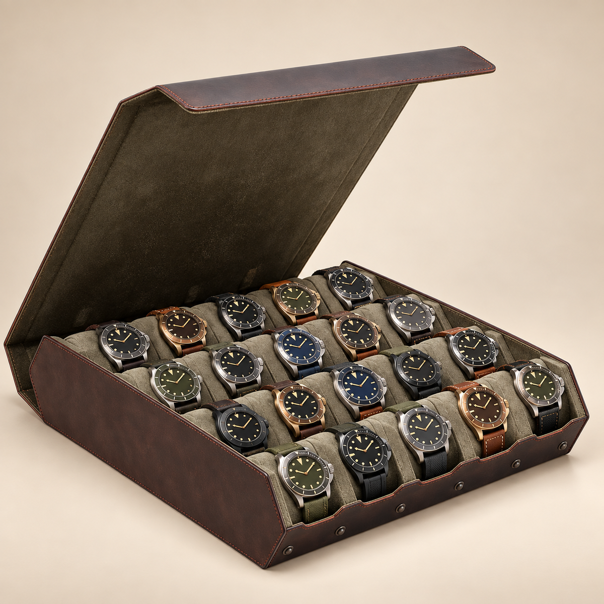 Boîte à Montre en Cuir Marron Crazy Horse – 20 Montres