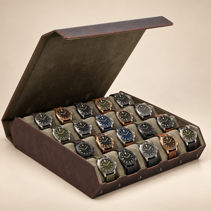 Boîte à Montre en Cuir Marron Crazy Horse – 20 Montres