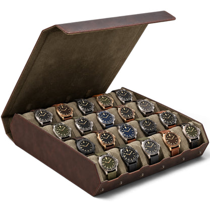 Boîte à Montre en Cuir Marron Crazy Horse – 20 Montres