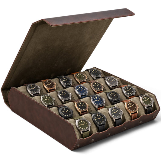 Boîte à Montre en Cuir Marron Crazy Horse – 20 Montres