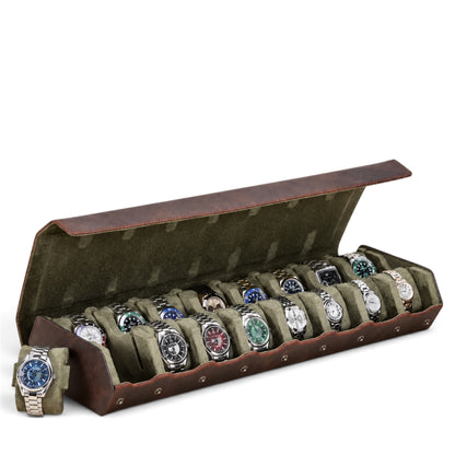 Boîte à Montre en Cuir Nubuck Huilé – 16 Montres