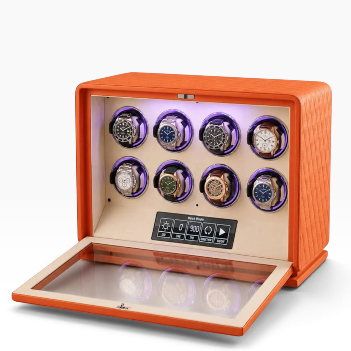 Remontoir à Montre Automatique en Cuir Végétal - 8 Montres