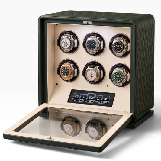 Remontoir à Montre Automatique en Cuir Végétal - 6 Montres