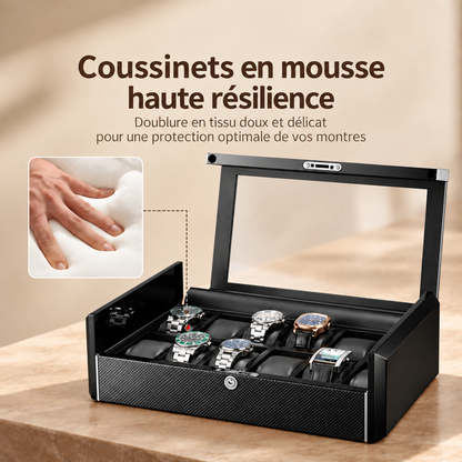 Boîte à Montres Finition Fibre de Carbine - 6 Montres