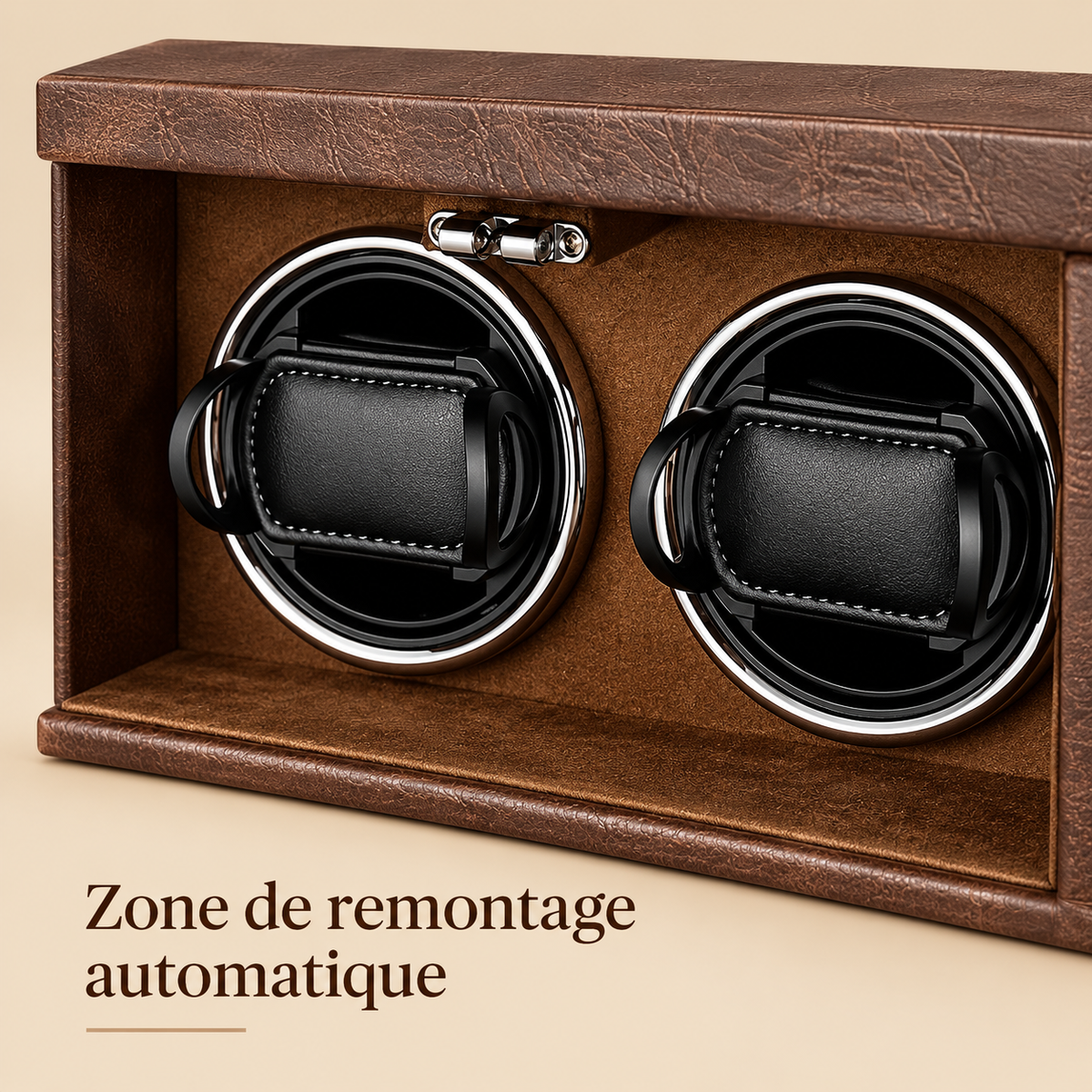 Remontoir à Montre Similicuir Double avec Boîte de Rangement – 2 Montres