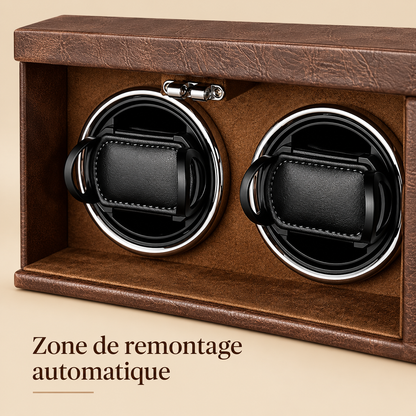 Remontoir à Montre Similicuir Double avec Boîte de Rangement – 2 Montres