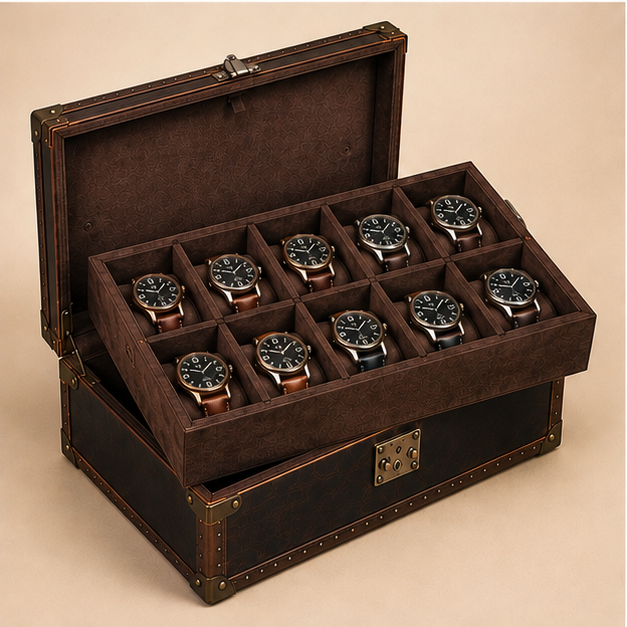 Plateau amovible de la malle à montres avec 10 montres